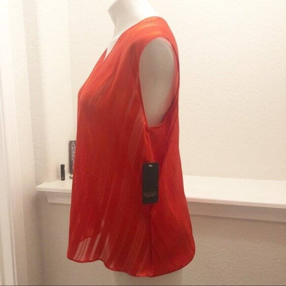 Rachel Roy Neon Tigerlily Burnout Silky Top, Red/Orange Size L New w/Tag - Picture 4 of 10